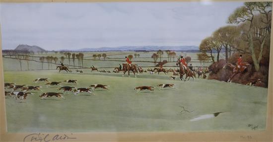 Cecil Aldin, a set of three hunting prints, two signed in the margin, 18 x 32cm